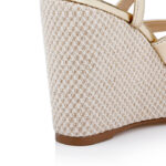 Gold Metallic Kid Leather Platform Sandal - Detail View