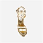 Gold PU Block Electronic Heel Sandal - Detail View