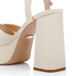 Grimmy Cream Fabric Block Heel Sandal - Close-up View