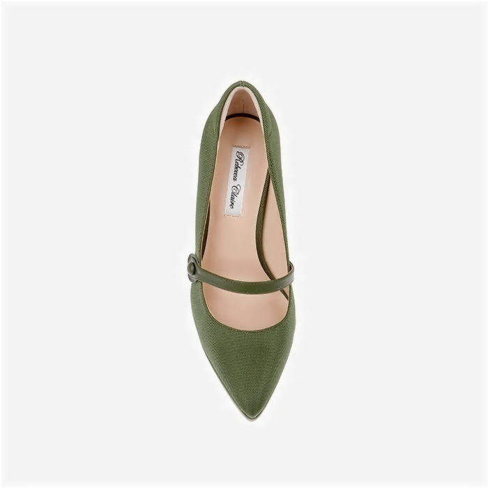 Ivy Fabric & Kid Leather Stiletto Pointed Toe Pump - Detail View