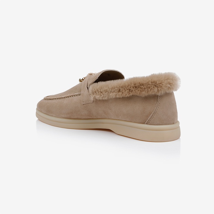 Light Brown Kid Suede Loafer - Back View