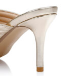 Light Gold Metallic Kid Leather Heel Sandal - Detail View
