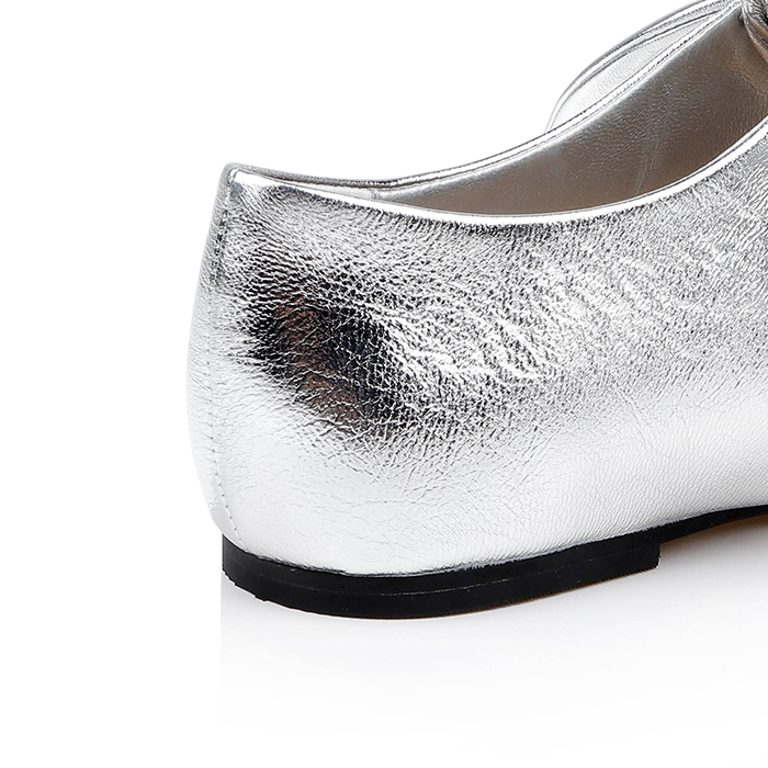 Metallic Silver Flat With Bow - Detail View