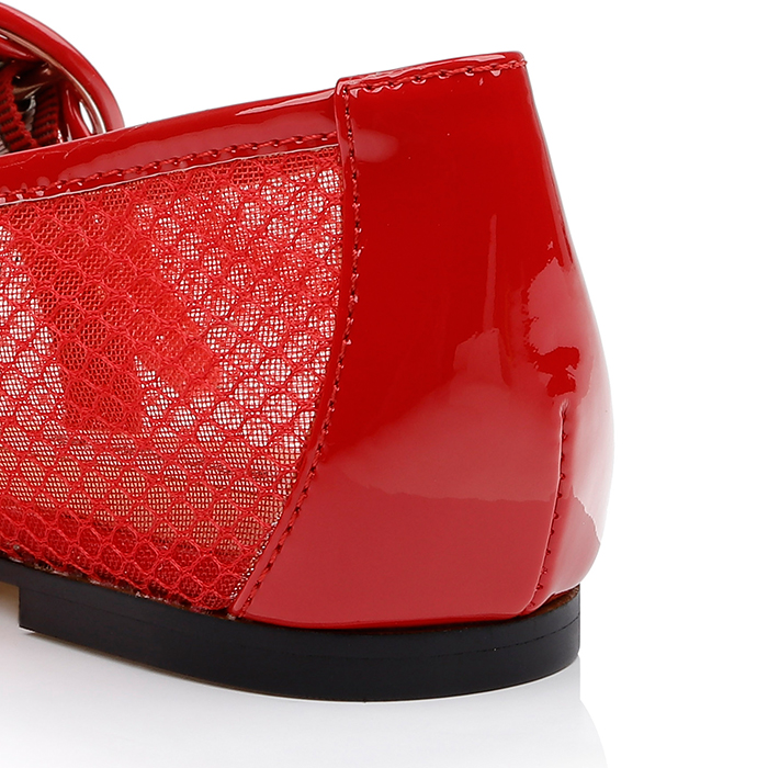 Red Mesh Maryjane Flat - Detail View