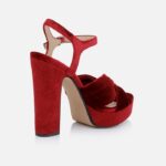 Rumbia Red Velvet Platform Sandal - Back View