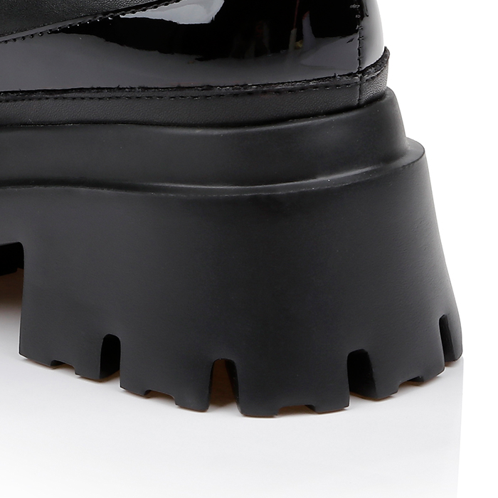 Shiny Black Synthetic Leather Loafer - Detail View