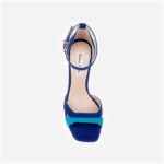 Sodalite Blue & Caribbean Sea Kid Suede Block Heel Sandal - Detail View