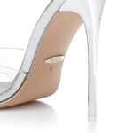 Transparent TPU & Silver PU Electronic Stiletto Heel Sandal - Detail View