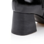 Wax black block heel high ankle boot - Detail View