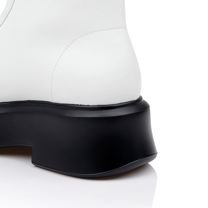 White Cow Leather Ankle Boot - Detail View