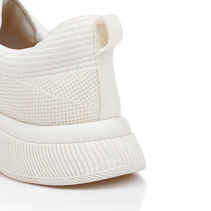 White Flyknit Lace-up Sneaker - Detail View