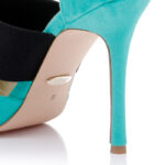 Pearl Velvet & Black Elastic High Heel Pump - Angle View