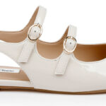 Beige Flat Slingback With Straps - Angle View