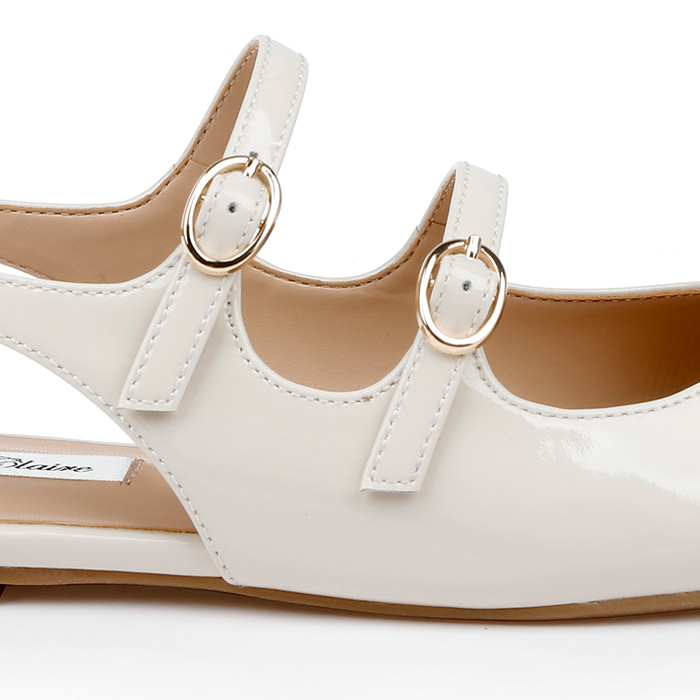 Beige Flat Slingback With Straps - Angle View