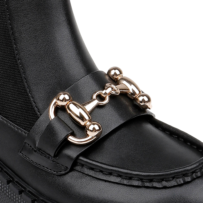 Black Chelsea ankle boot with chunky outsole - Angle View