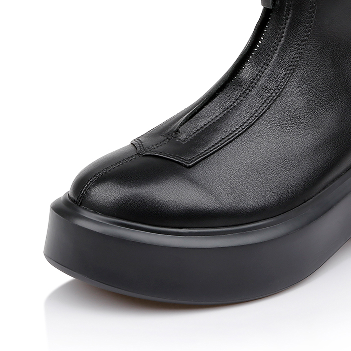 Black Cow Leather Ankle Boot - Angle View