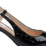 Black Croc Leather Slingback - Angle View