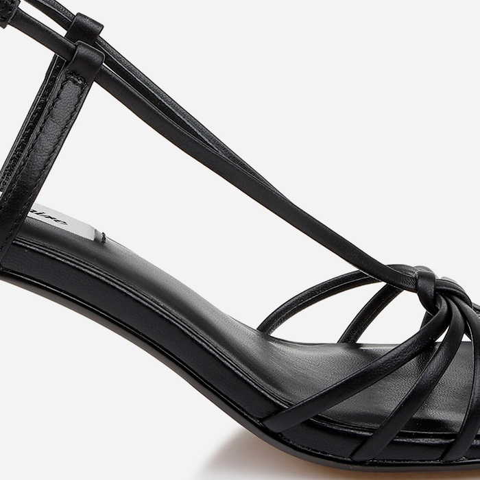Black Kid Leather Slingback Sandal - Angle View