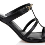 Black Kid Leather Sandal - Angle View