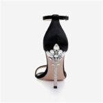 Black Lux Satin High Heel Sandal - Angle View