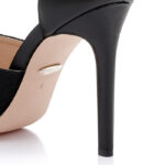 Black Mesh & Kid Leather Stiletto Sandal - Angle View