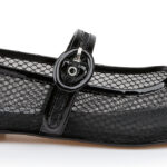 Black Mesh Maryjane Flat - Angle View