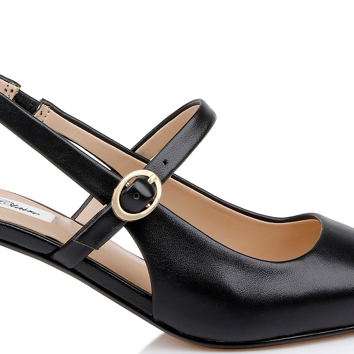 Black Smooth Leather Sandal - Angle View