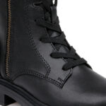 Black Synthetic Leather Ankle Boot - Angle View