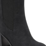 Black Synthetic Leather Elastic Boots - Angle View
