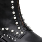 Black Synthetic Leather High Ankle Boot - Angle View