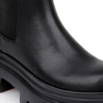 Black Synthetic Leather Elastic High Ankle Boot - Angle View