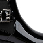 Black crinkle patent leather ankle boot - Angle View