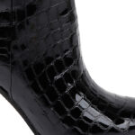 Black croc leather knee boot - Angle View