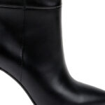 Black high shine cow leather knee boot - Angle View