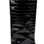 Black leather knee boot - Angle View