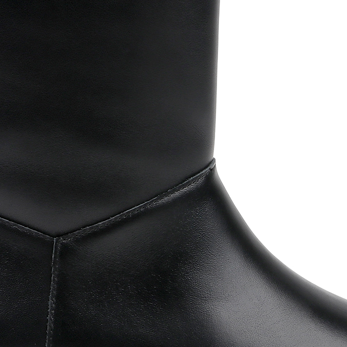 Black leather high ankle boot - Angle View