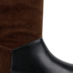 Black_Brown leather high ankle boot - Angle View