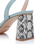 Blue Haze Kid Leather Block Heel Sandal - Angle View