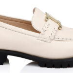 Bone Smooth Leather Loafer - Angle View