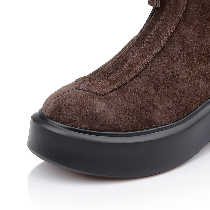 Brown Cow Suede Ankle Boot - Angle View