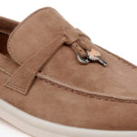 Brown Kid Suede Loafer - Angle View