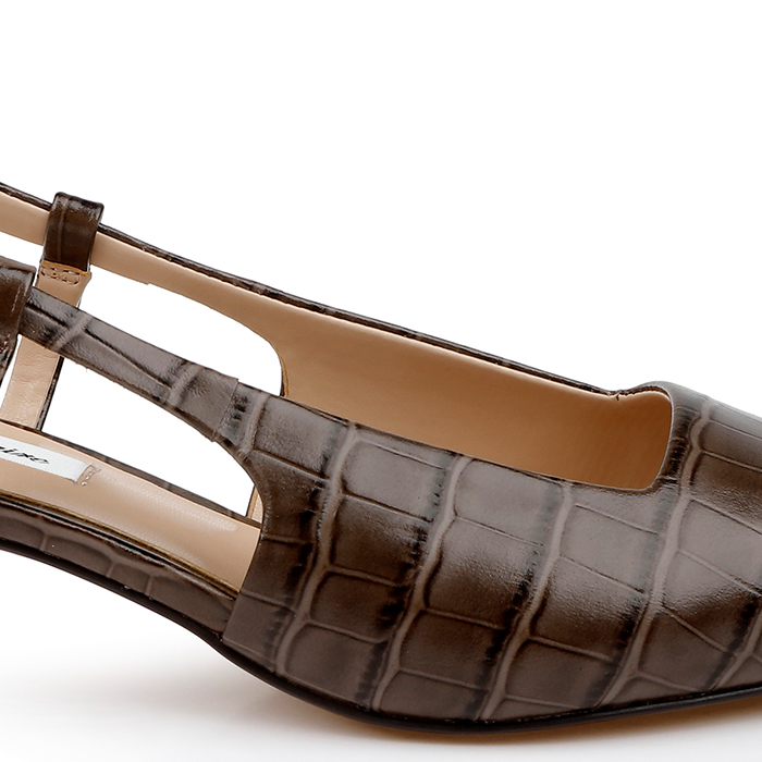 Brown Low Heel Slingback - Angle View