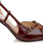Burgundy High Heel Slingback - Angle View
