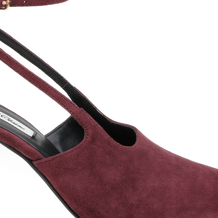 Burgundy High Heel Slingback - Angle View