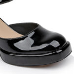 Chunky Heel Squared Toe Patent Sandal - Angle View