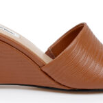 Cognac Lizard Leather Wedge Sansal - Angle View