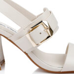 Cream Cow Leather Sandal - Angle View