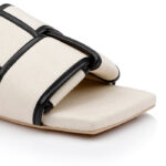 Cream White Canvas Sandal - Angle View
