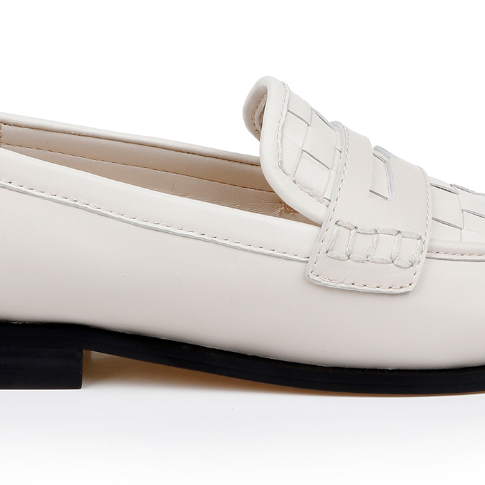 Cream Woven Upper Loafer - Angle View