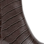 Croco brown block heel high ankle boot - Angle View